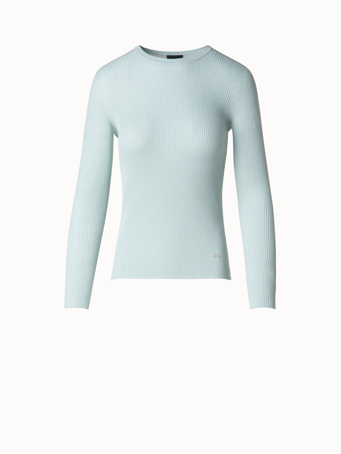 1082897_f5c033f1-4697-4cae-8774-dc61b55e4429.jpg Seamless Rib Silk Cotton Knit Crew Neck Sweater - Image 1