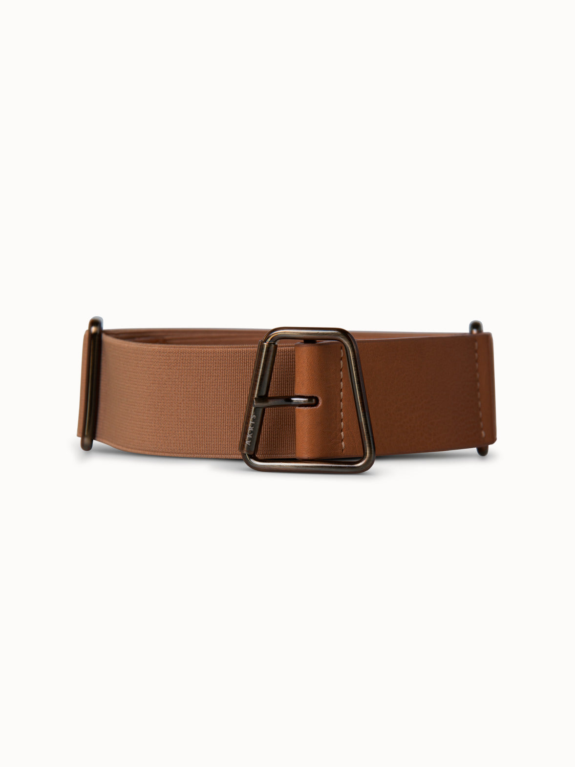 548281_613f6b23-637a-4b48-8976-66eeddfaeb01.jpg Leather and Elastic Belt with Trapezoid Buckle - Image 1