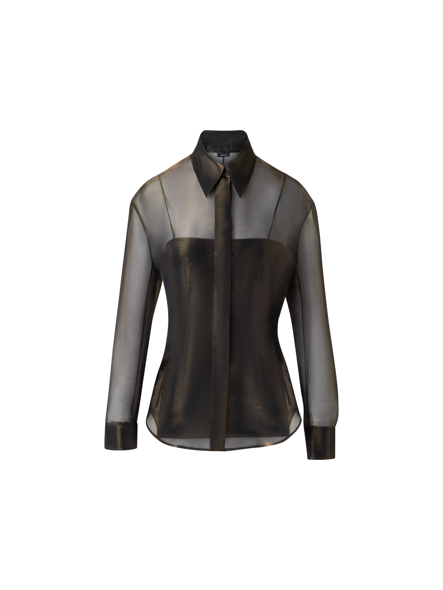 img_1072590a-d29e-41f7-afa9-87a32e1a2aeb.png Blouse in Sheer Organza Silk with Gold Shimmer - Image 1