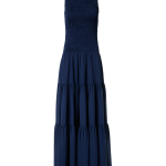 Fitted Smocked Georgette A-Line Midi Dress