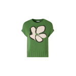 Cap-Sleeve Papercut Flower Knit Sweater