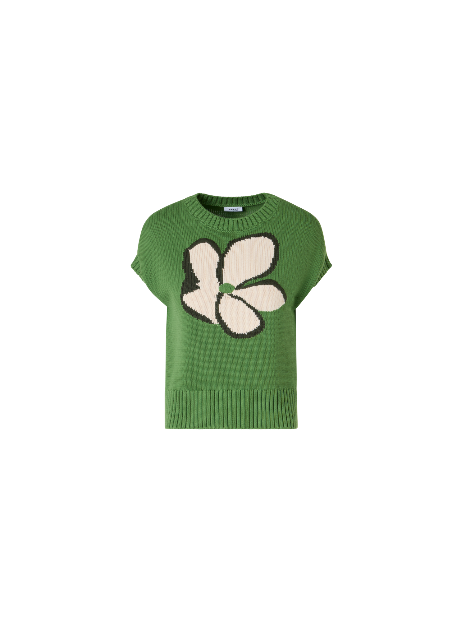 img_1537818f-98e2-4ce5-8c80-8169a8eacd16.png Cap-Sleeve Papercut Flower Knit Sweater - Image 1