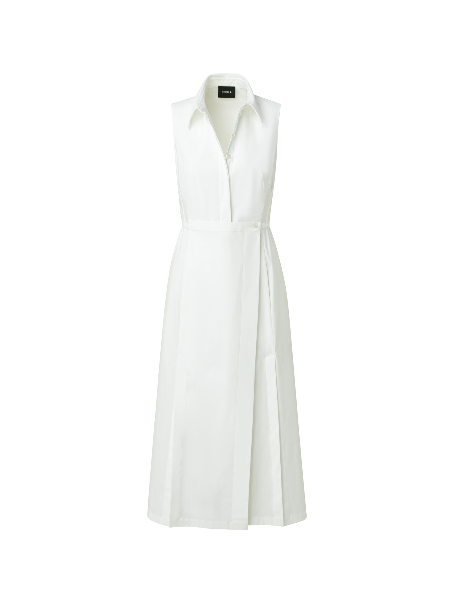 img_1b08a3a9-986c-4844-9a39-f2dc798ac34f.png Cotton Stretch Poplin Sleeveless Shirt Dress with Apron Detail - Image 1