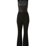 Sleeveless Wool Double-Face Jumpsuit with Apron Bodice Inset