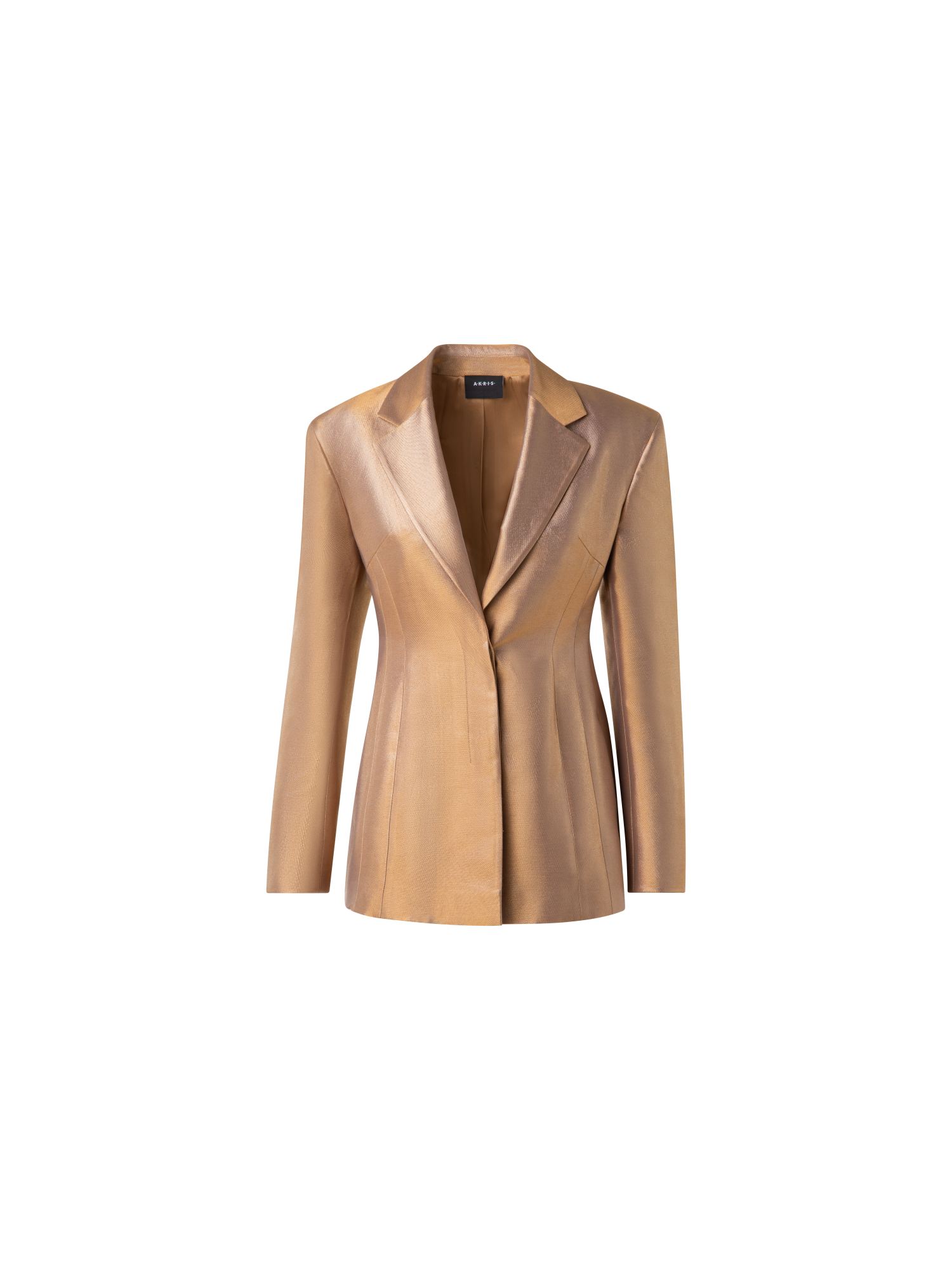 img_2629a8ab-b0d9-494c-a0f7-0a9bc14b317e.png Fitted Single Breasted Jacket in Golden Lurex - Image 1